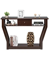 Costway Modern Sofa Accent Table with Drawer Entryway Hallway Hall