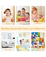 Kids Wooden Table & 2 Chairs Set Children Activity Table Set