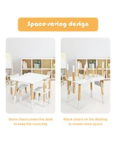 Kids Wooden Table & 2 Chairs Set Children Activity Table Set
