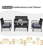 4PCS Patio Rattan Furniture Set Garden Deck