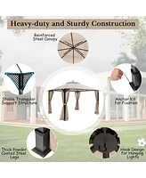 12' x 10' Outdoor Patio Gazebo Canopy Shelter Double Top Sidewalls Netting