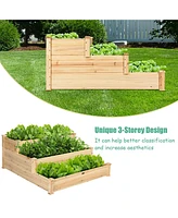 Costway 3 Tier Wooden Raised Garden Bed Planter Kit