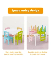 5 Piece Kids Wood Table Chair Set Activity Toddler Playroom Furniture