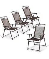 Costway Set of 4 Patio Folding Sling Chairs Steel Textilene Camping