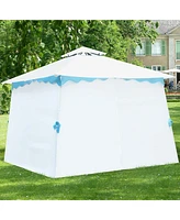 Costway 2 Tier 10'x10' Patio Gazebo Canopy Tent Steel Frame Shelter Awning W/Side Walls