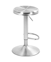 Costway Brushed Stainless Steel Swivel Bar Stool Seat Adjustable