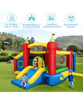 Costway Inflatable Bounce House, 7-in-1 Jump and Slide Bouncer w/ Basketball Rim, Football & Ocean Ball Playing Area, Dart Target(Without Blower)
