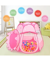 Costway Kid Outdoor Indoor Princess Play Tent Playhouse Ball Tent Toddler Toys w/ 100 Balls