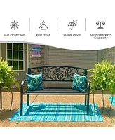 Costway 50'' Patio Park Garden Bench Porch Chair Steel Frame Cast Iron Backrest