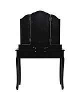 Costway Makeup Table Stool Set Tri Folding Mirror Vanity