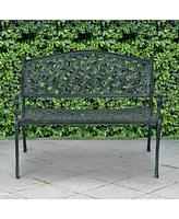 Costway 40'' Outdoor Antique Garden Bench Aluminum Frame Seats Chair Patio Garden