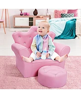 Costway Pink Kids Sofa Armrest Chair Couch Children Toddler