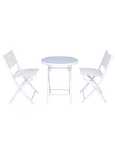 Costway 3 Pcs Folding Bistro Table Chairs Set Garden Backyard Patio Furniture