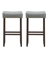 Costway Set of 2 Nailhead Saddle Bar Stools 29" Height