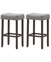 Costway Set of 2 Nailhead Saddle Bar Stools 29" Height