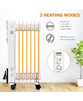 Costway 1500W Electric Oil Filled Radiator Space Heater 5-Fin Thermostat Room Radiant