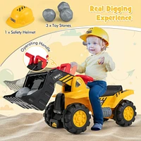 Costway Kids Toddler Ride On Excavator Digger Truck Scooter w/ Sound & Seat Storage Toy