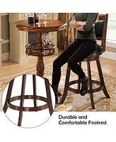 Set of 2 24'' Swivel Counter Stool Wooden Dining Chair
