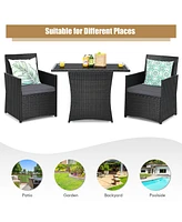 Costway 3PCS Patio Rattan Furniture Set Cushion Sofa Armrest Garden Deck