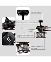 Costway 52'' Ceiling Fan with Light Reversible Crystal Ceiling Fan Lamp W/Remote Control