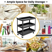 Costway 3-Tier Utility Cart Metal Storage Service Trolley