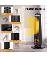 Costway 1500W Electric Space Heater Ptc Fast Heating Ceramic Heater 3D Realistic Flame