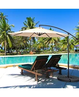 10 Ft Patio Offset Umbrella w/8 Ribs Cross Base Tilt