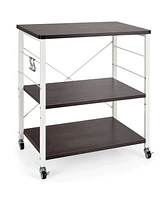 3-Tier Kitchen Baker's Rack Microwave Oven Storage Cart w/ Hooks