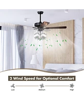 Costway 50'' Ceiling Fan with Light Classic Ceiling Fan Lamp w/Noiseless Reversible Motor