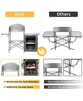 Costway Foldable Camping Table Outdoor Bbq Portable Grilling Stand