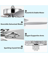 Costway 50'' Electric Crystal Ceiling Fan W/Light Adjustable Speed