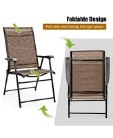 Costway 2PCS Outdoor Patio Folding Chair Camping Portable Lawn Garden