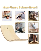 Costway Wooden Wobble Balance Board Kids 35'' Rocker Yoga Curvy Board Toy