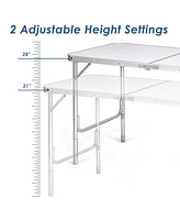 Costway Adjustable Camping Table Aluminum w/ Storage Organizer