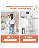 Costway Boys Step Stool Learning Helper w/Armrest for Kitchen Toilet Potty Training