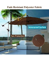 Costway 10ft Patio Offset Umbrella W/ Crank and Cross Base