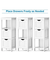 Costway Floor Cabinet Multifunction Bathroom Storage Organizer Rack w/2 Drawers