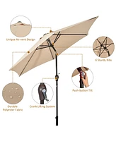 9Ft Outdoor Market Patio Table Umbrella Push Button Tilt Crank Lift
