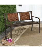 Patio Garden Bench with Powder Coated Steel Frame