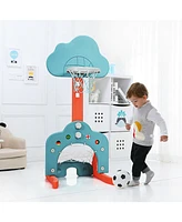 3-in-1 Kids Basketball Hoop Set with Balls-Green