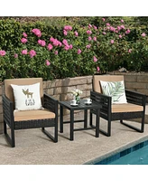 Vebreda 3 Pieces Patio Rattan Bistro Cushioned Furniture Set