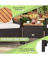 Vebreda 3 Pieces Patio Rattan Furniture Set with Removable Cushion