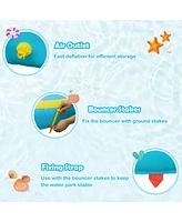 Inolait Double Side Inflatable Water Slide Park with Climbing Wall for Outdoor Without Blower