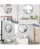 Sugift 16-inch Round Wall Mirror with Aluminum Alloy Frame