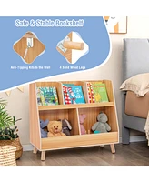 5-Cube Kids Bookshelf and Toy Organizer Wooden Storage Bookcase with Wood Legs