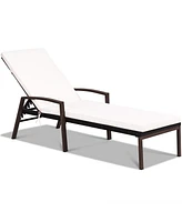 Inolait Outdoor Adjustable Reclining Patio Rattan Lounge Chair with Adjustable Backrest