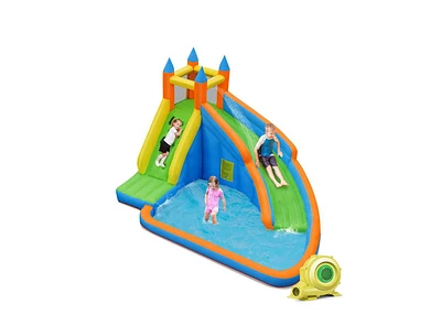 Slickblue Kids Inflatable Water Slide Bouncing House with Carrying Bag and 480W Blower