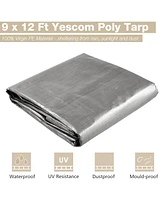 Yescom 9x12 Ft Waterproof Poly Tarp with 25 Ball Bungees Protect Cover 10mil Tarpaulin