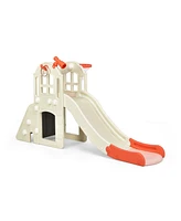 Slickblue 6-In-1 Large Slide for Kids Toddler Climber Playset with Basketball Hoop