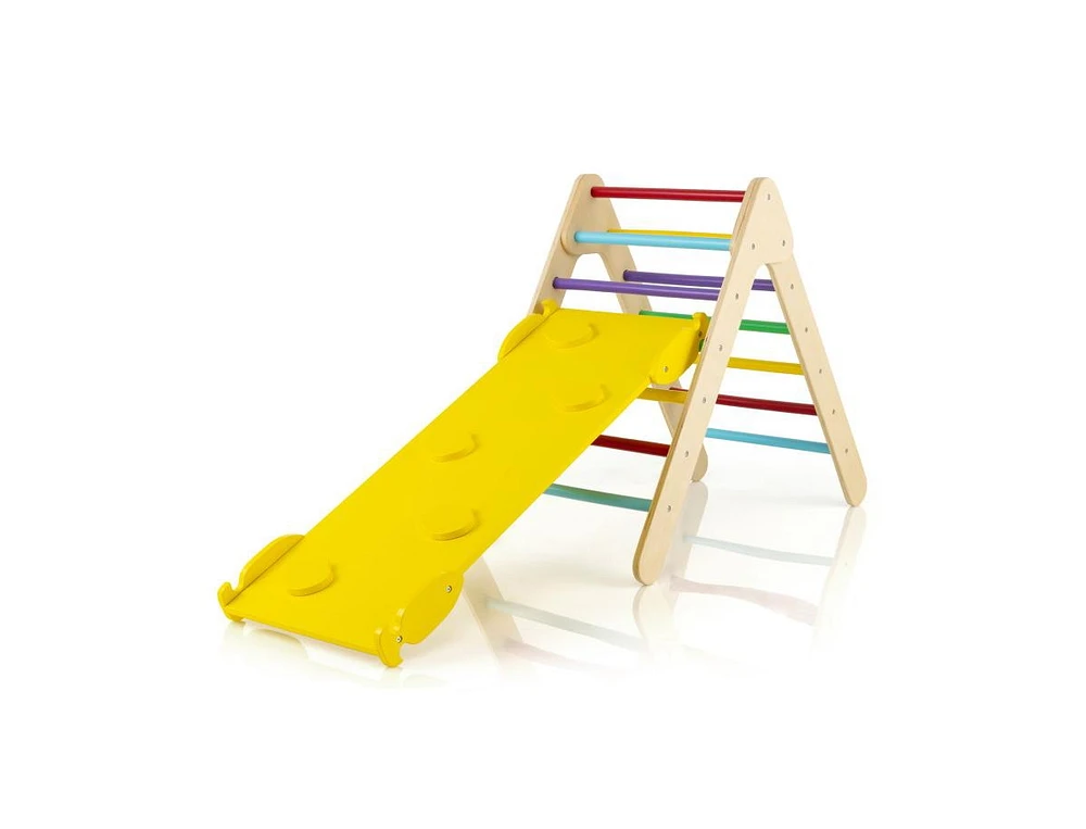 Slickblue 3-in-1 Wooden Climbing Triangle Set Climber with Ramp